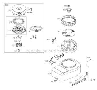 Page E Diagram and Parts List for 9F900  Briggs and Stratton Engine